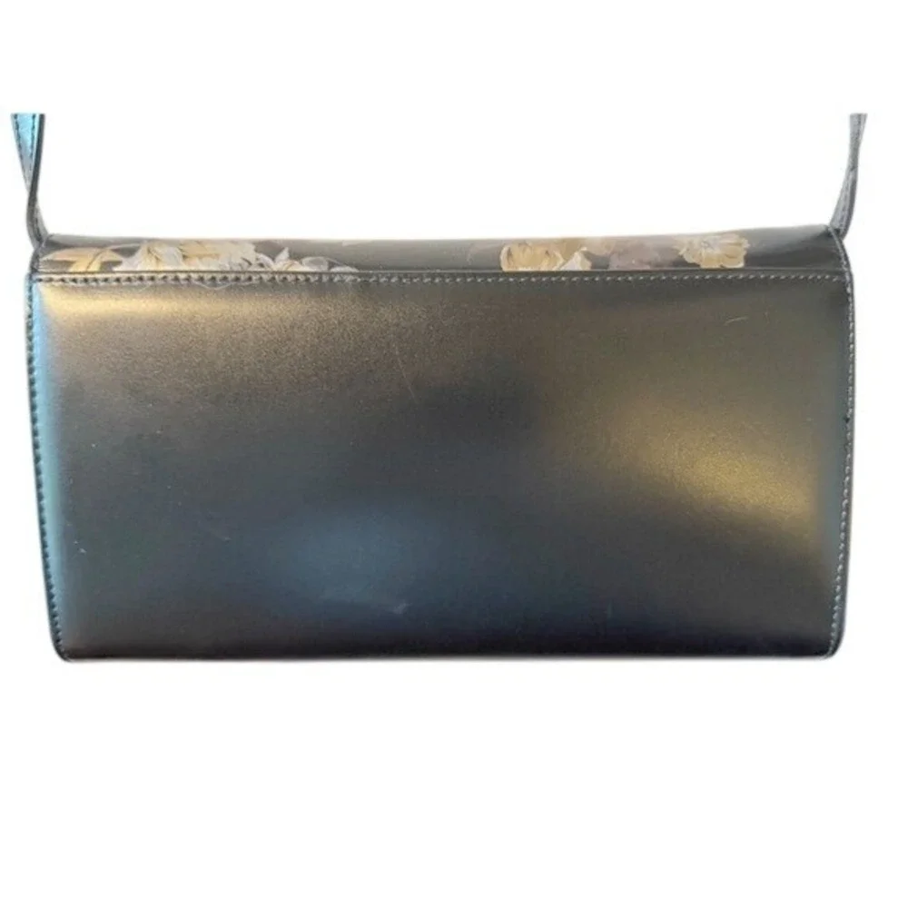 Mario Valentino Black Floral Leather Crossbody‎ Bag Logo Made in Italy - firm